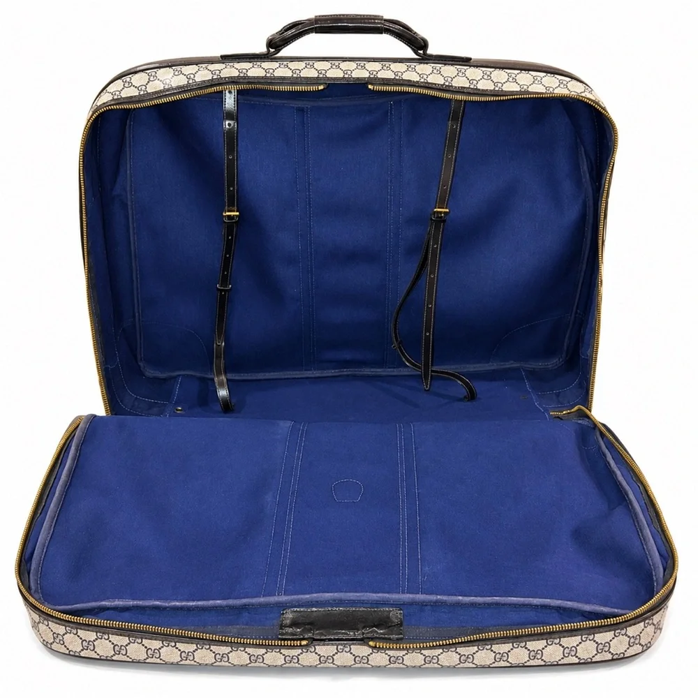 GUCCI SUPREME Sherry Line Navy GG Web Monogram Navy Suitcase COA